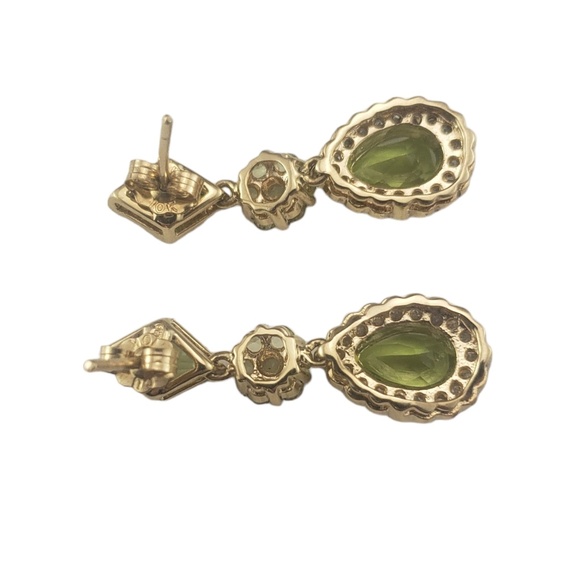 10K Gold Peridot, Diamond, Prasiolite Earrings #16708 - Picture 5 of 9
